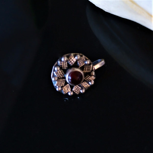 Pure Silver Red Nose Pin ( Non Pierced) - Enumu