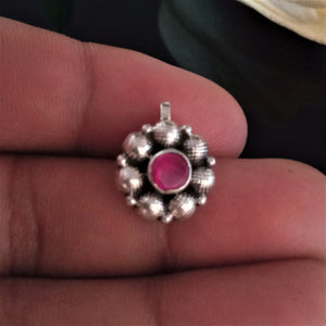 Pure Silver Ruby Nose Pin ( Non Pierced) - Enumu