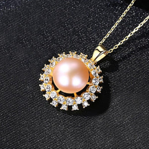 Pure 92.5 Sterling Silver Beige Pearl Pendant with Chain - Enumu