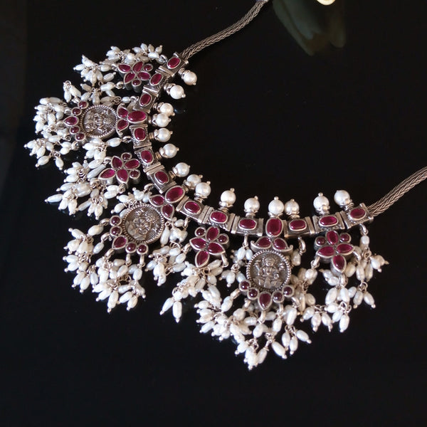 Two Sided Reversible Double Sided Pure Silver Oxidized Lakshmi Gut Enumu