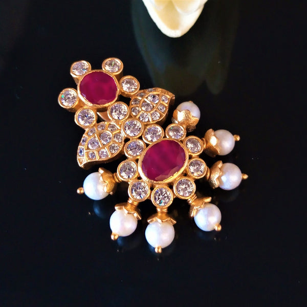 Pure Silver Designer Handmade Pearl Ruby Pendant - Enumu