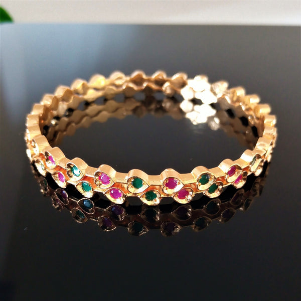 Handmade Pure Silver Ruby & Emerald  Bangle (Size 2-6) - Enumu
