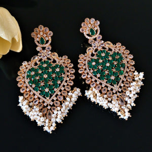 Huge Pure Silver Emerald Guttapusalu Dangle Earrings - Enumu