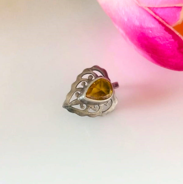 Handmade Pure Silver Leaf Nose Pin ( Non - Pierced ) - Enumu