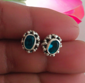 Blue Sapphire Pure Silver Studs - Enumu