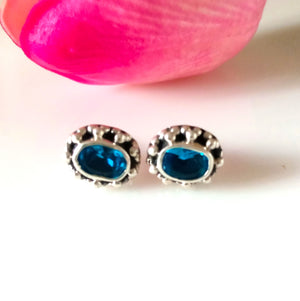 Blue Sapphire Pure Silver Studs - Enumu