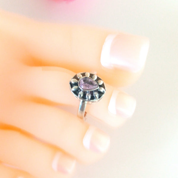 Adjustable Pure Silver Pink Toe Rings - Enumu