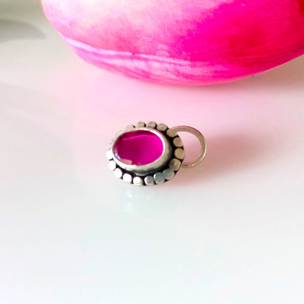 Pure Silver Ruby Nose Pin ( Pierced ) - Enumu