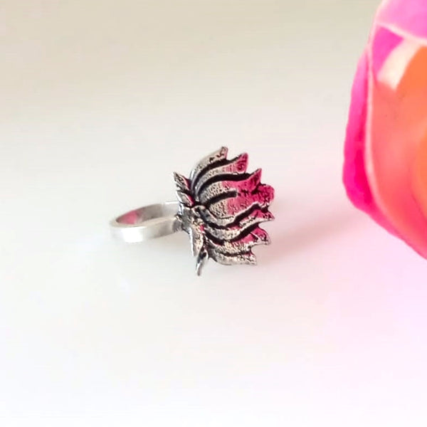 Handmade Pure Silver Lotus Nose Pin ( Non - Pierced ) - Enumu