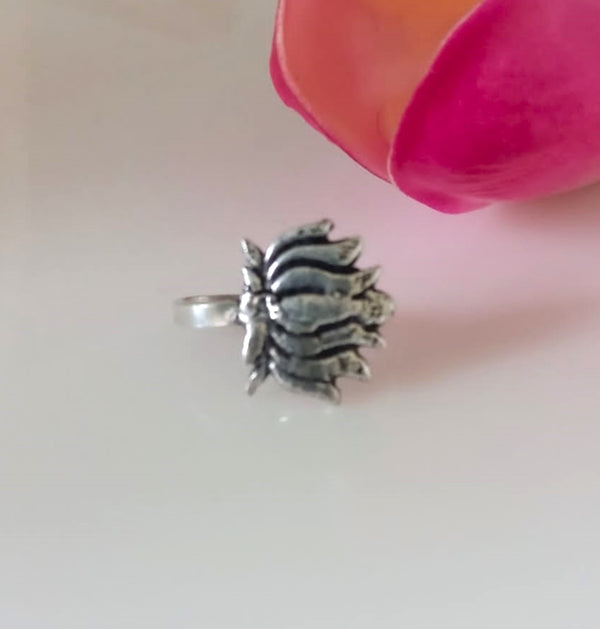 Handmade Pure Silver Lotus Nose Pin ( Non - Pierced ) - Enumu