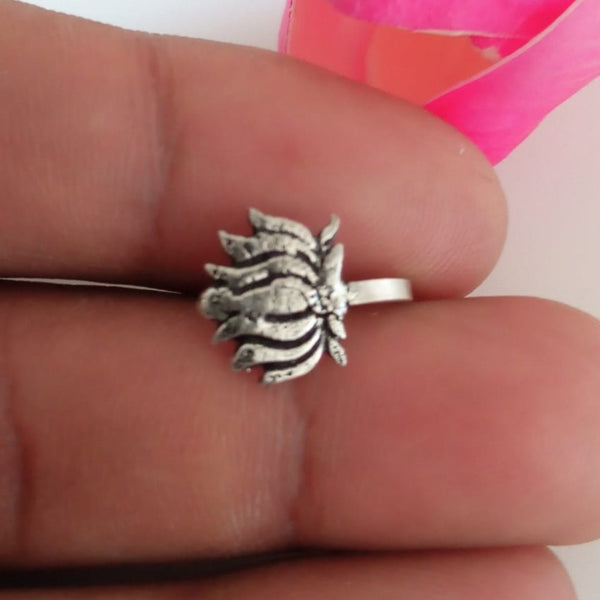 Handmade Pure Silver Lotus Nose Pin ( Non - Pierced ) - Enumu