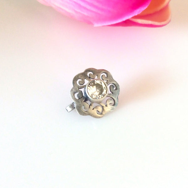 92.5 Pure Silver Zircon Nose Pin ( Non - Pierced ) - Enumu