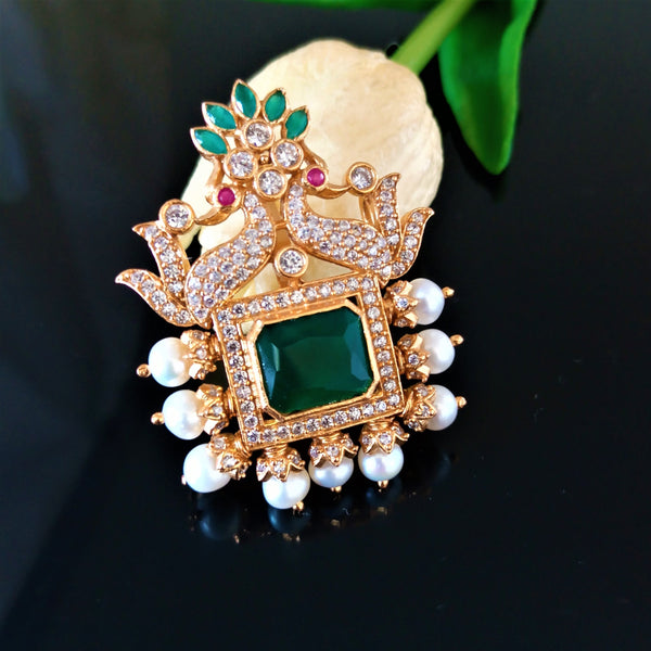 Handmade Pure Silver Emerald Pearl Pendant - Enumu