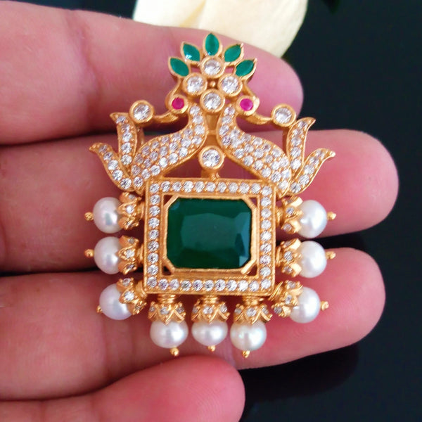 Handmade Pure Silver Emerald Pearl Pendant - Enumu