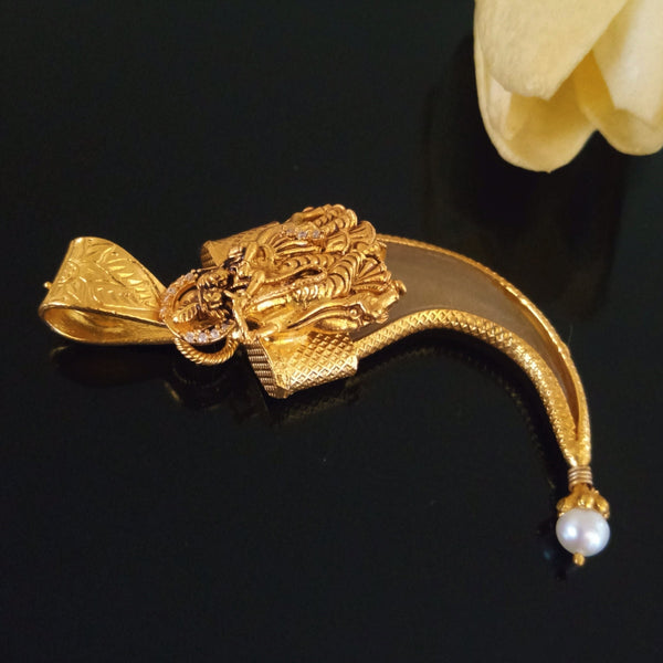 Pure Silver Radha Krishna Tiger Claw (Puligoru) Pendant - Enumu
