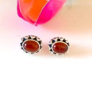 Carnelian Pure Silver Studs - Enumu