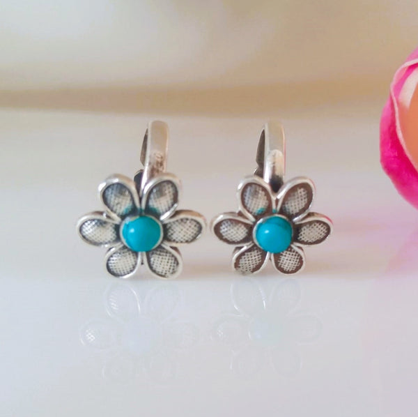 Big Adjustable Pure Silver Turquoise Toe Rings - Enumu
