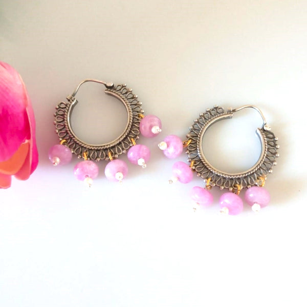 Pure Silver Beaded Pearl Hoops - Enumu