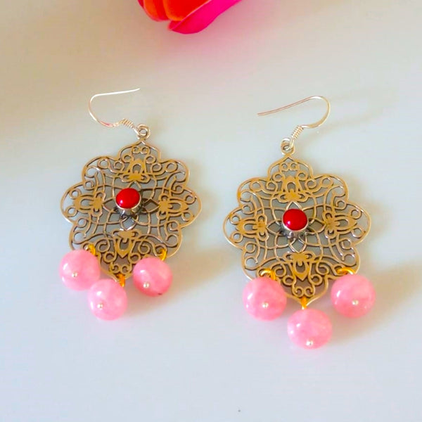 Pure Silver Coral Bead Earrings - Enumu