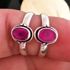 Adjustable Pure Silver Ruby Toe Rings - Enumu