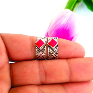 Adjustable Pure Silver Square Coral Toe Rings - Enumu