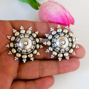 Tribal Handmade Pure Silver Studs - Enumu