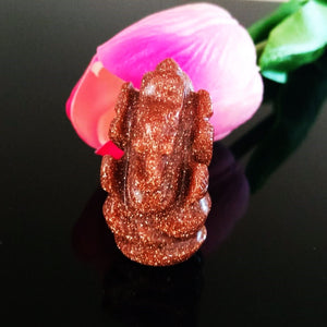 Carved Sunstone/Sandstone Small Ganesha Statue - Enumu