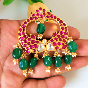 Pure Silver Kundan Fish Pendant - Enumu