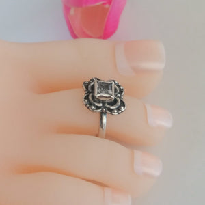 Adjustable Pure Silver Zircon Toe Rings - Enumu