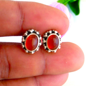 Carnelian Pure Silver Studs - Enumu