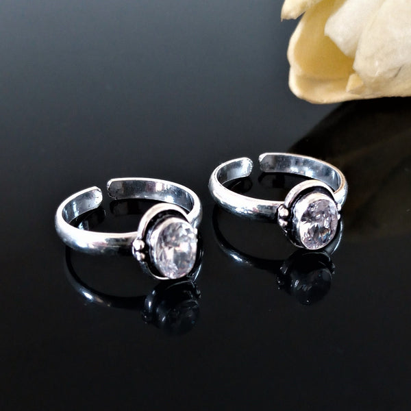 Adjustable Pure Silver CZ Toe Rings - Enumu