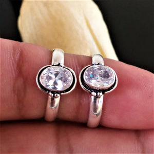 Adjustable Pure Silver CZ Toe Rings - Enumu