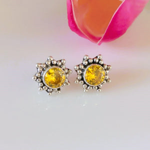 Citrine Pure Silver Studs - Enumu