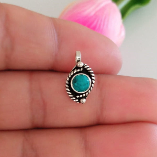 92.5 Pure Silver Turquoise Nose Pin ( Non - Pierced ) - Enumu