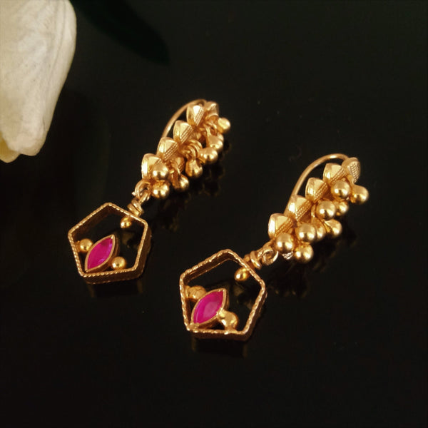 Pure Silver Reversible Ruby Emerald Dangle Earrings - Enumu