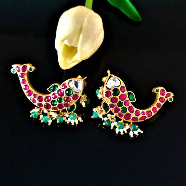 Handmade Pure Silver Kundan Fish Ear Cuffs - Enumu