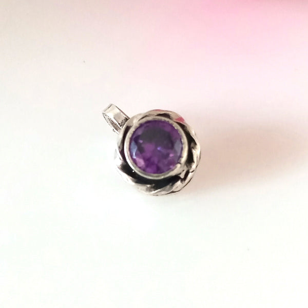 Pure Silver Amethyst Round Nose Pin ( Non - Pierced ) - Enumu