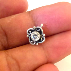 Pure Silver Zircon Nose Pin ( Non - Pierced ) - Enumu