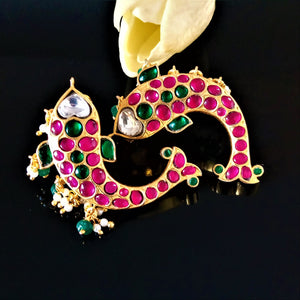 Handmade Pure Silver Kundan Fish Ear Cuffs - Enumu