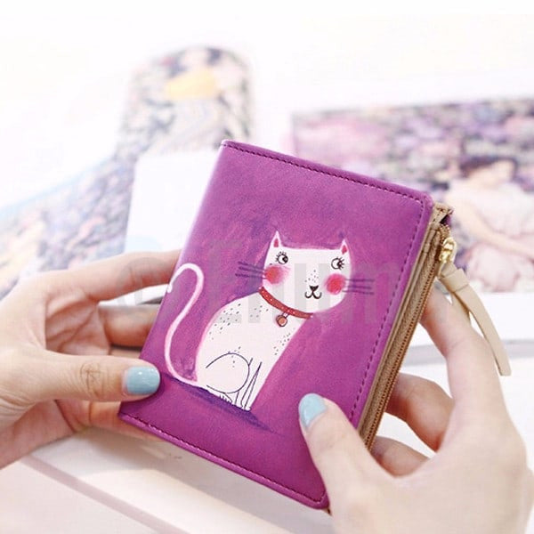 Dark Pink Cat Wallet - Enumu
