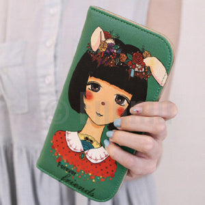 Long Green Cat Woman Wallet - Enumu