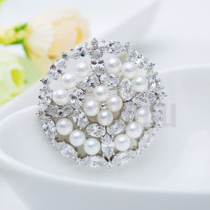 Diamond Imitation Pearl Wedding Brooch - Enumu