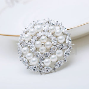 Diamond Imitation Pearl Wedding Brooch - Enumu