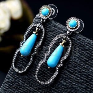 Blue Dangle Ethnic Earrings - Enumu