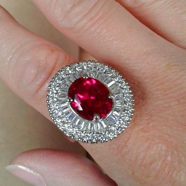 Super Big Ruby and CZ Ring - Enumu
