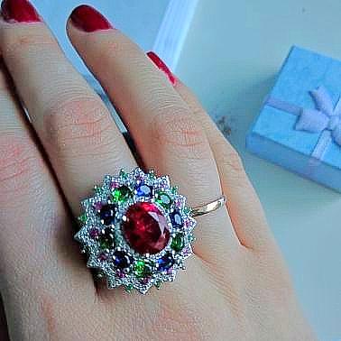 Super Big Multi Color Ruby Ring - Enumu