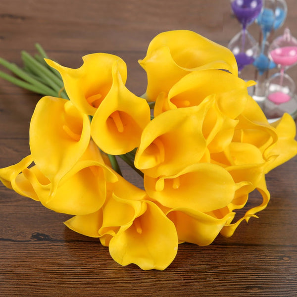 10 Pcs Yellow Calla Lilies Artificial Flowers - Enumu