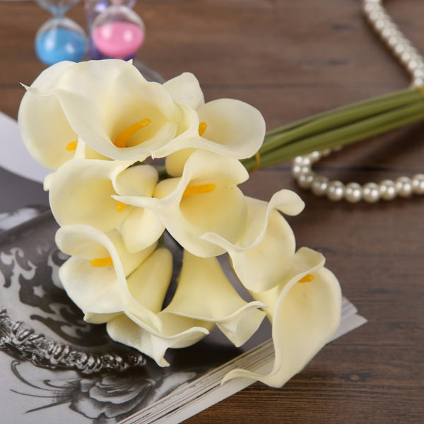 10 Pcs White Calla Lilies Artificial Flowers - Enumu