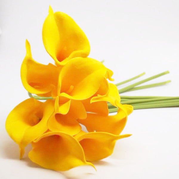 10 Pcs Yellow Calla Lilies Artificial Flowers - Enumu