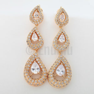 Long Dangle Swiss Zircon Wedding Earrings - Enumu